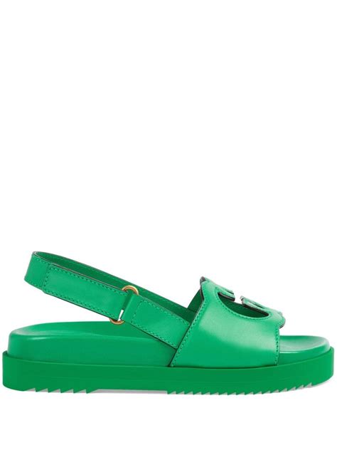 gucci allie sandal green|Gucci Women's slide sandal with Interlocking G.